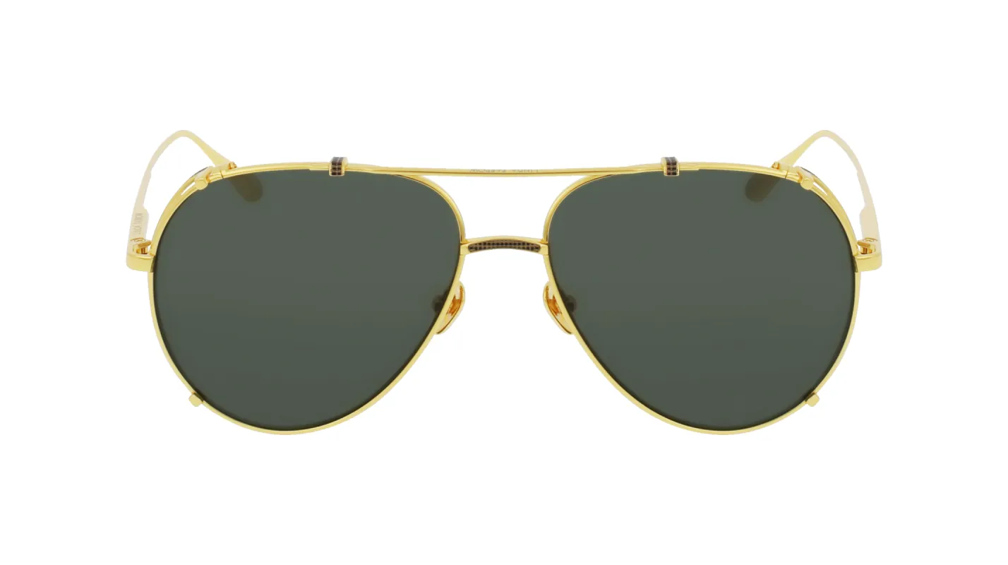 Newman Aviator Sunglasses in Yellow Gold sold by Linda Farrow