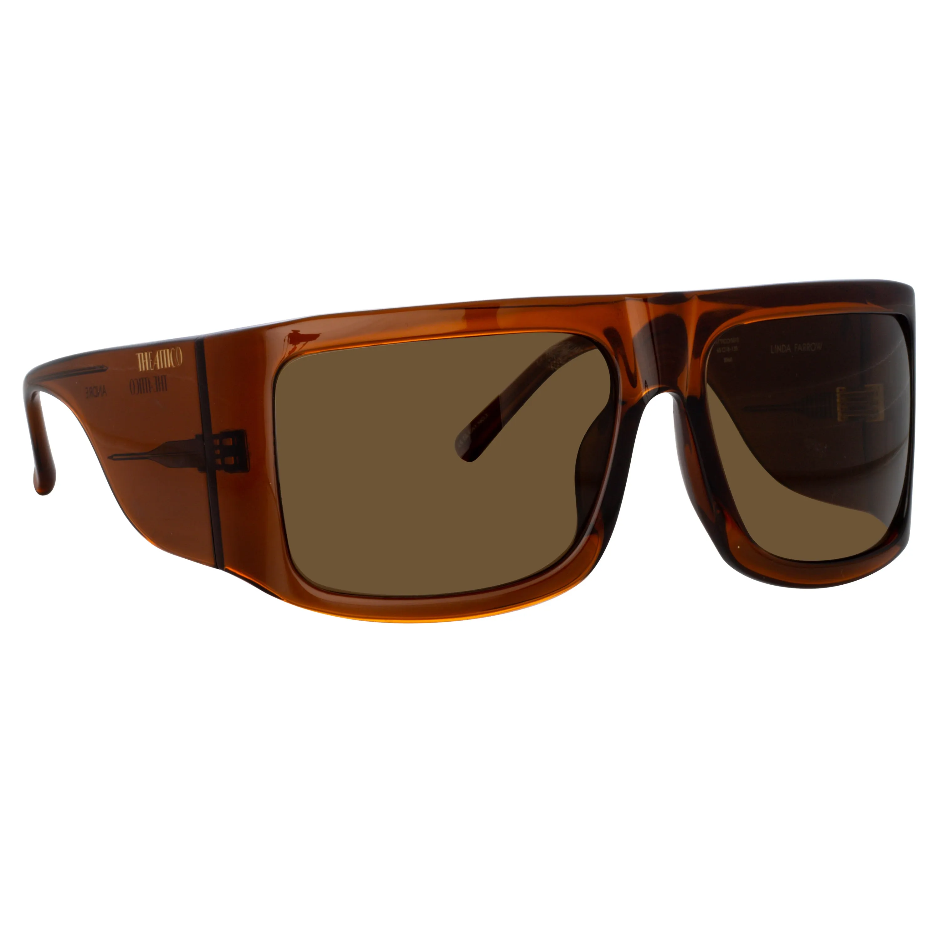The Attico Andre Oversized Sunglasses in Brown sold by Linda Farrow
