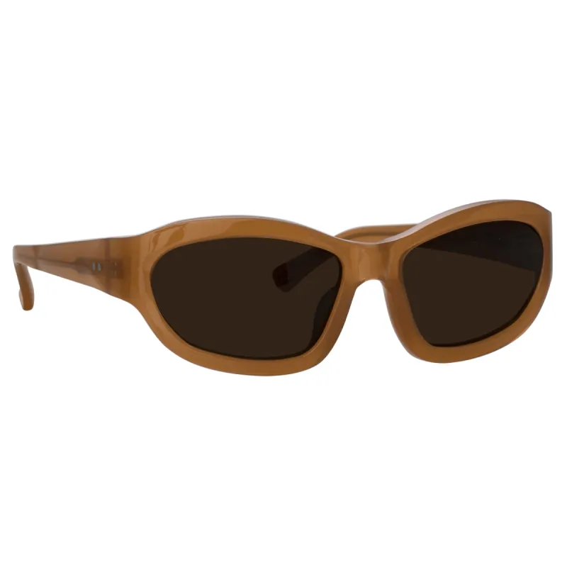 Dries Van Noten Wrap Sunglasses in Taupe sold by Linda Farrow