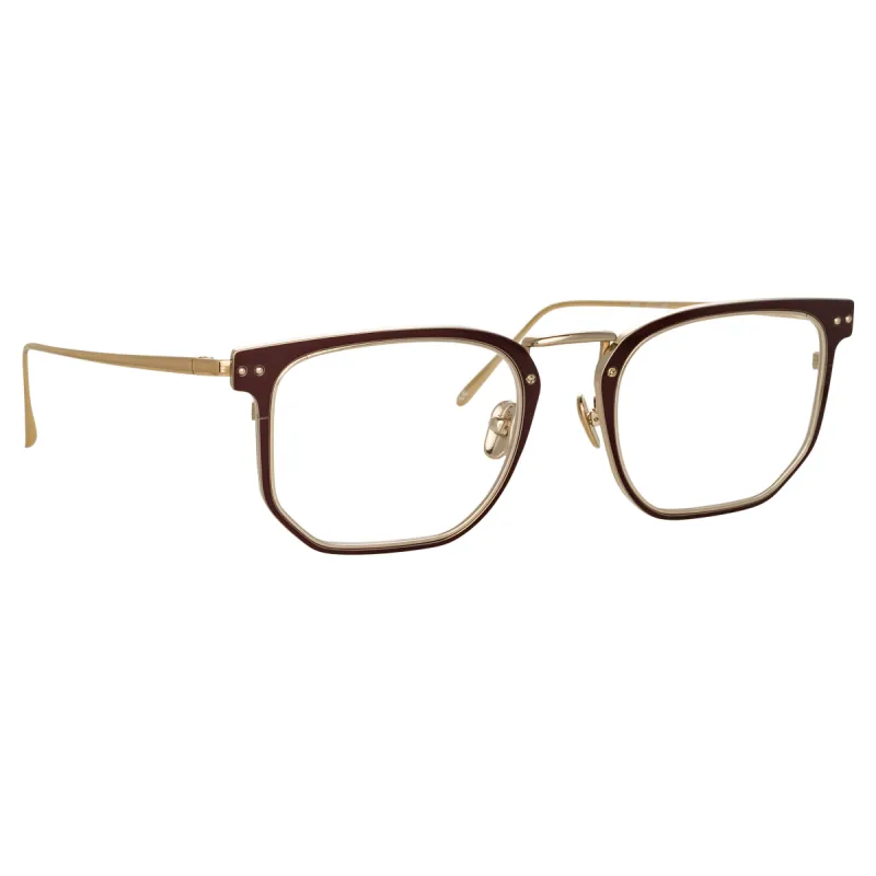 Saul D-Frame Optical Frame in Brown and Light Gold sold by Linda Farrow