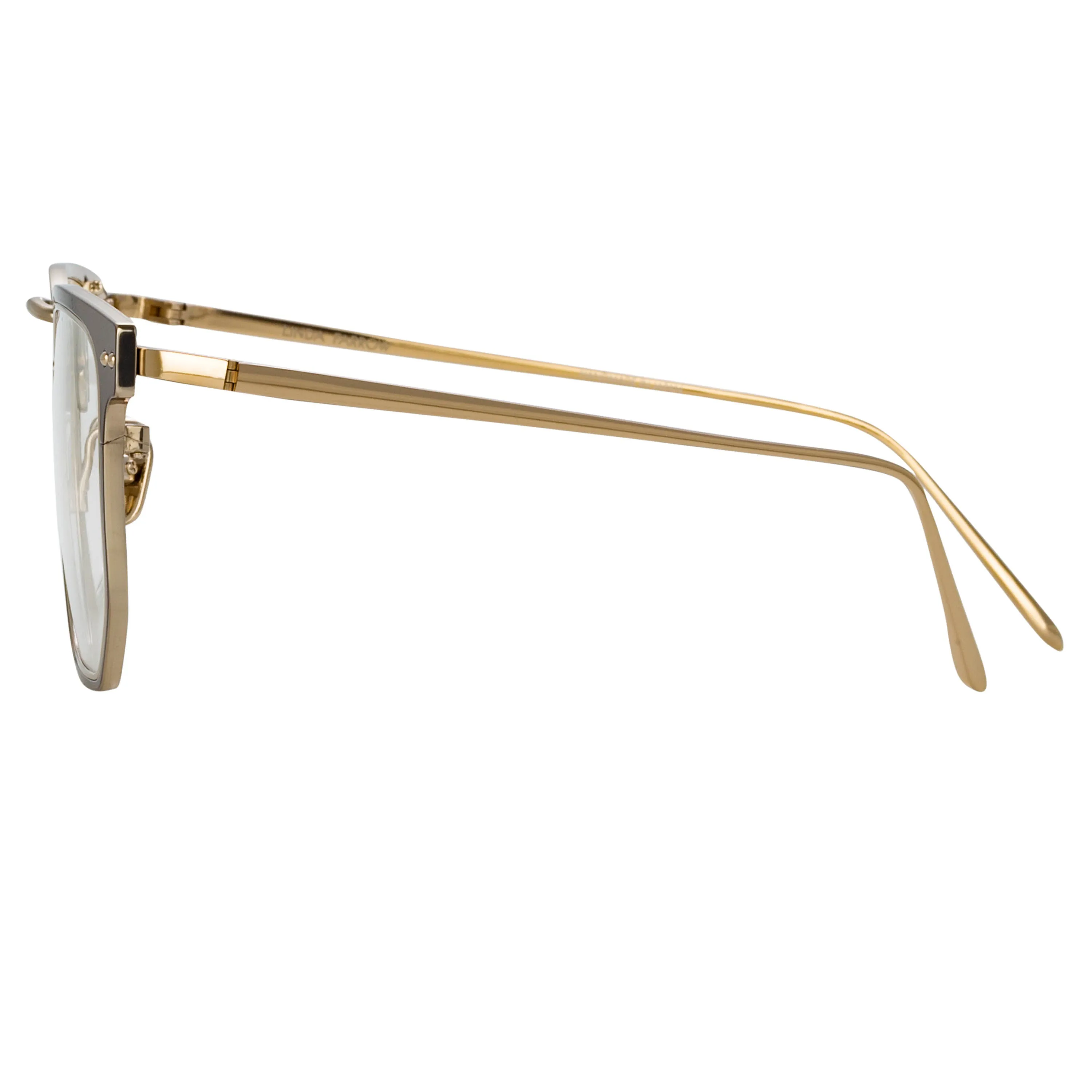 Saul D-Frame Optical Frame in Brown and Light Gold sold by Linda Farrow product image thumbnail 3
