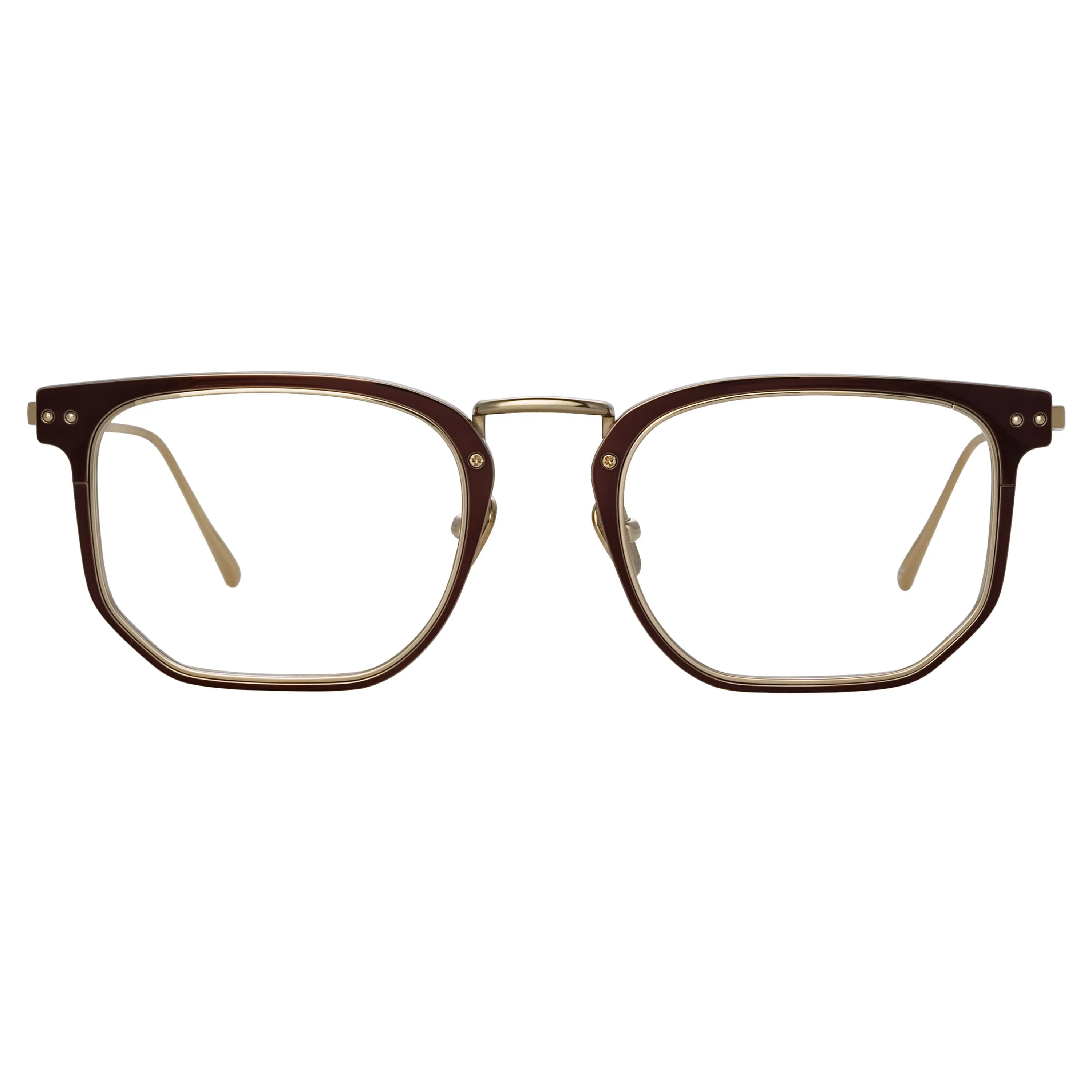 Saul D-Frame Optical Frame in Brown and Light Gold sold by Linda Farrow product image thumbnail 2