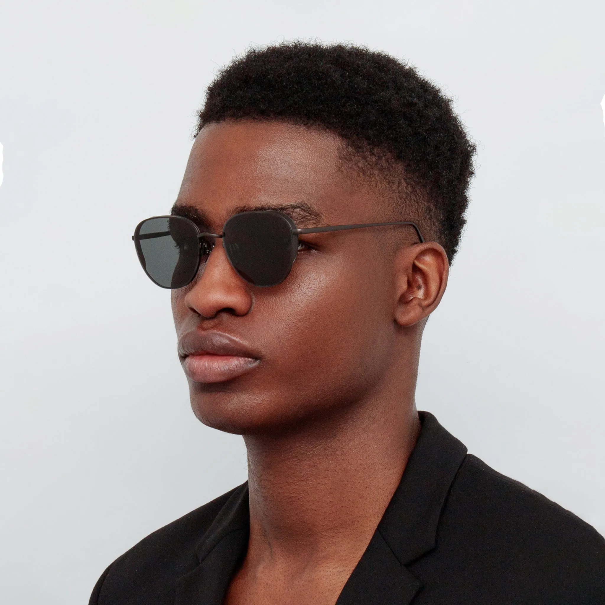 Men's Hardy Oval Sunglasses in Nickel sold by Linda Farrow