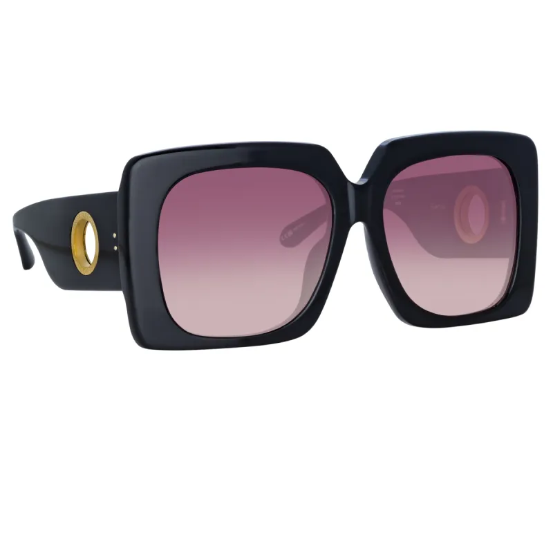 Sierra Oversized Sunglasses in Black and Wine Lenses sold by Linda Farrow