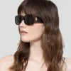 The Attico Marfa Rectangular Sunglasses in Tortoiseshell and Brown sold by Linda Farrow