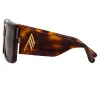 The Attico Marfa Rectangular Sunglasses in Tortoiseshell and Brown sold by Linda Farrow
