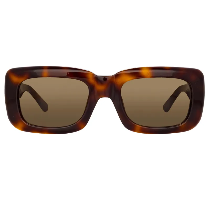 The Attico Marfa Rectangular Sunglasses in Tortoiseshell and Brown sold by Linda Farrow