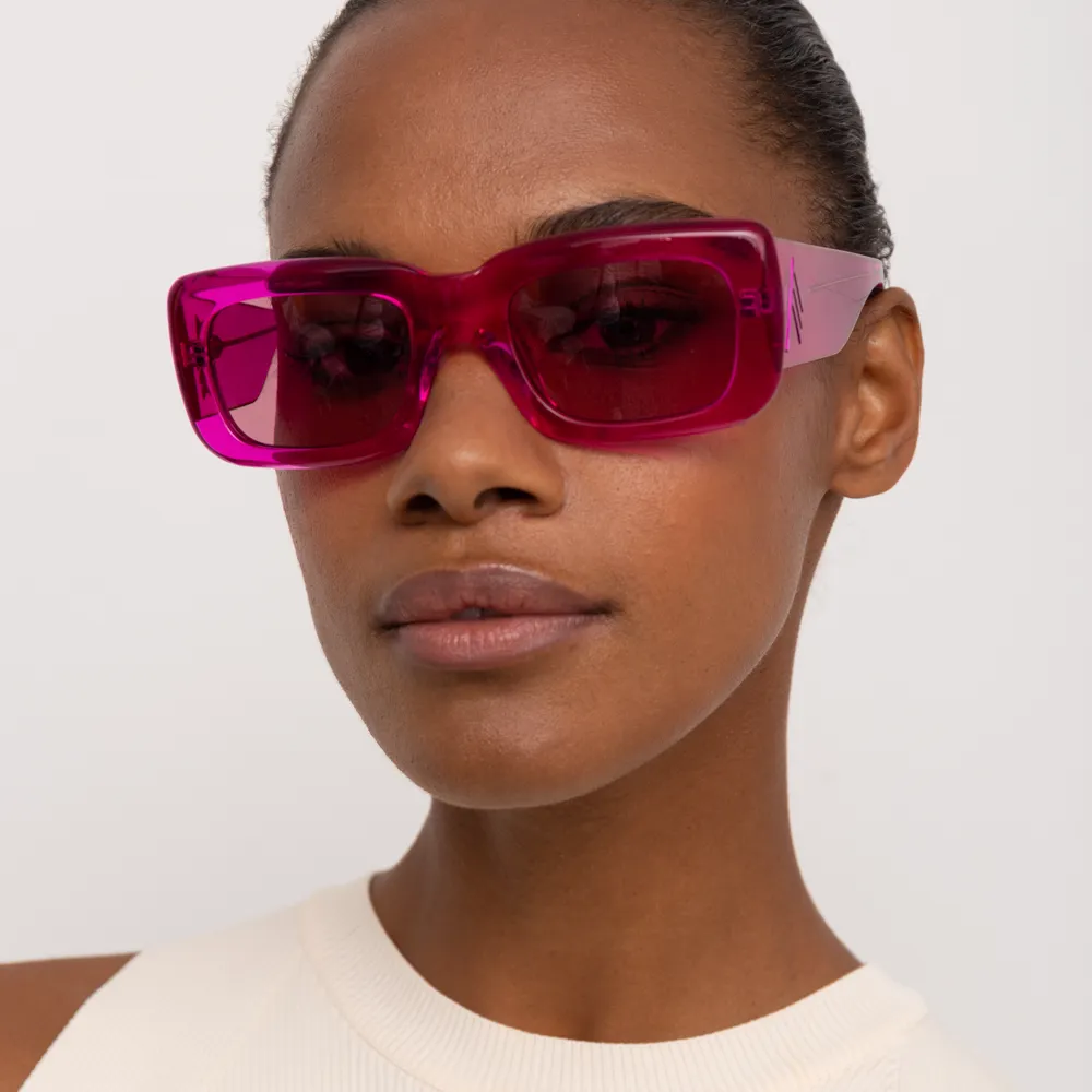 The Attico Marfa Rectangular Sunglasses in Pink sold by Linda Farrow product image thumbnail 2