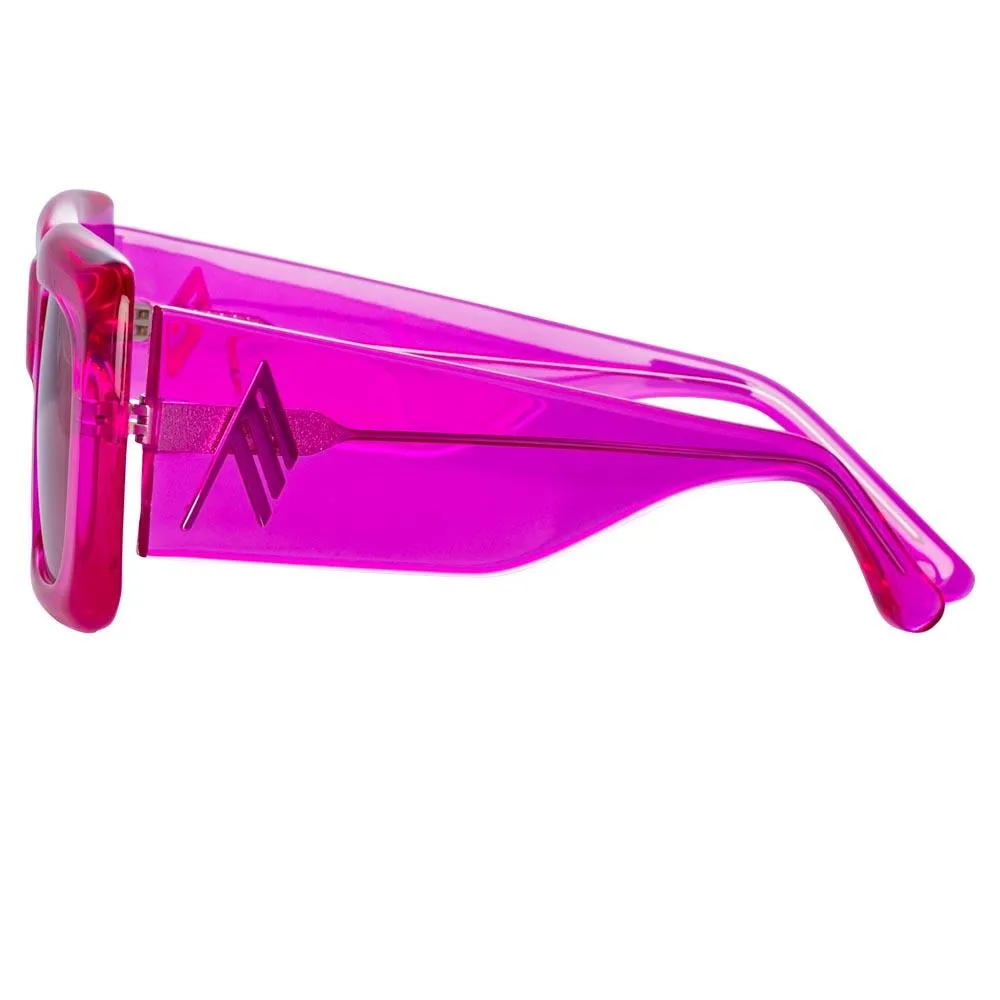 The Attico Marfa Rectangular Sunglasses in Pink sold by Linda Farrow product image thumbnail 4