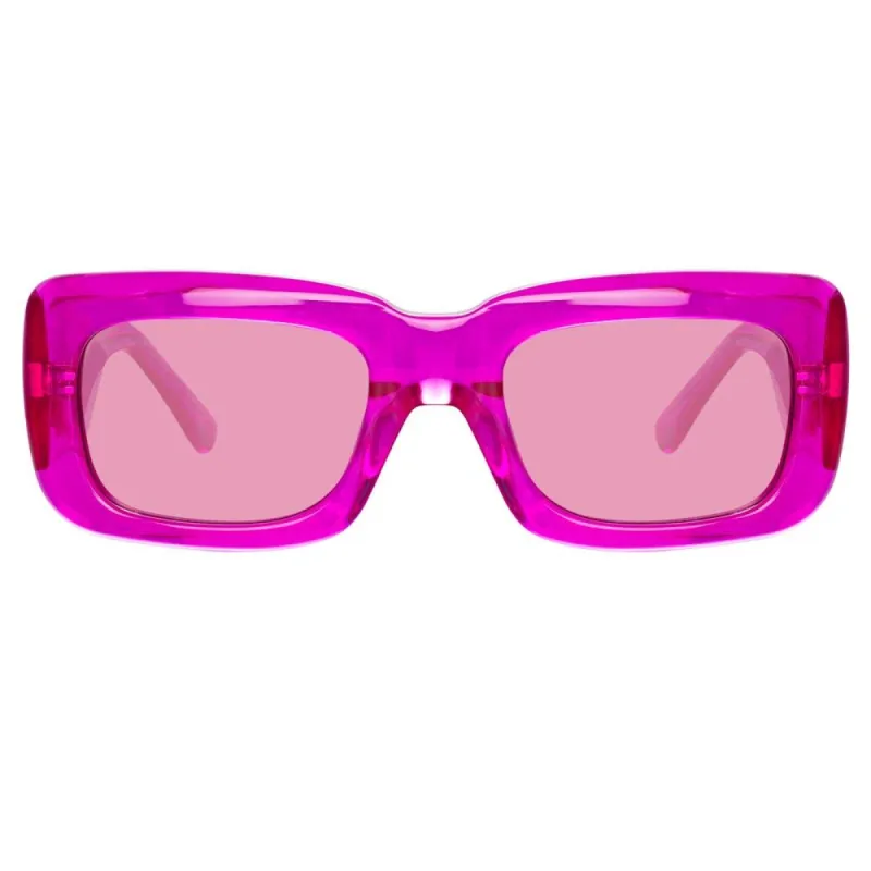 The Attico Marfa Rectangular Sunglasses in Pink sold by Linda Farrow