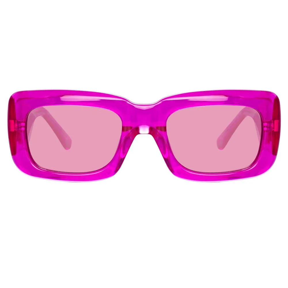 The Attico Marfa Rectangular Sunglasses in Pink sold by Linda Farrow