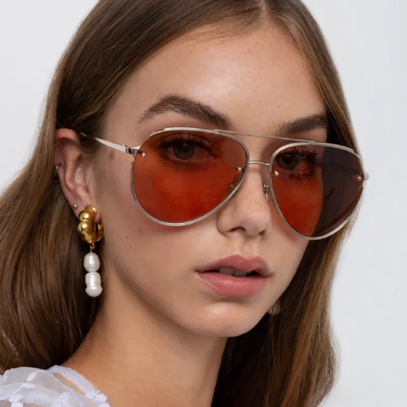 Russo Aviator Sunglasses with Coral Lens sold by Linda Farrow