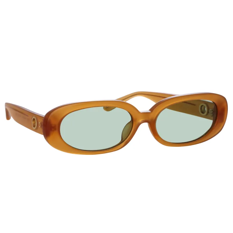 Cara Oval Sunglasses in Honey sold by Linda Farrow