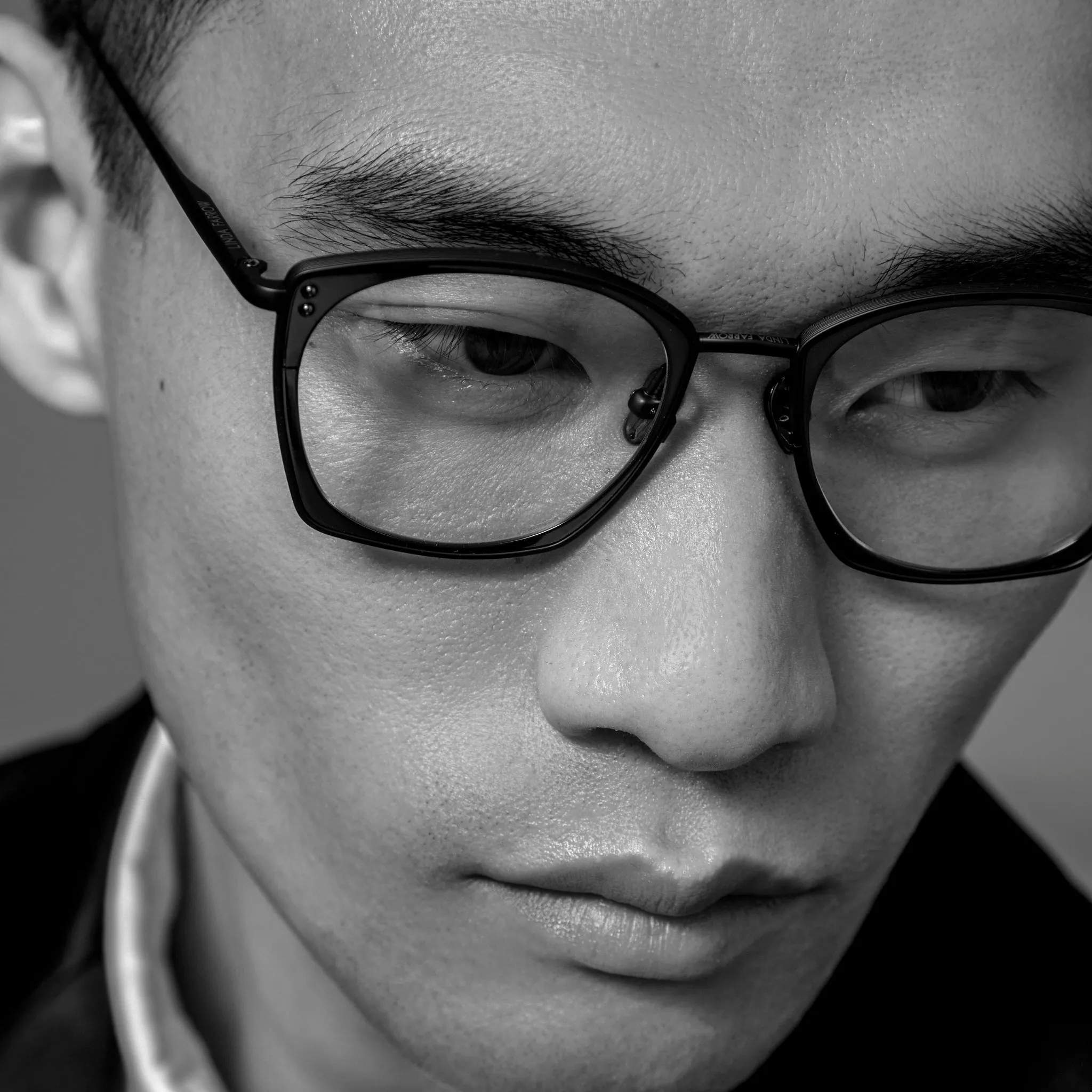 Milo Square Optical Frame in Matt Nickel sold by Linda Farrow