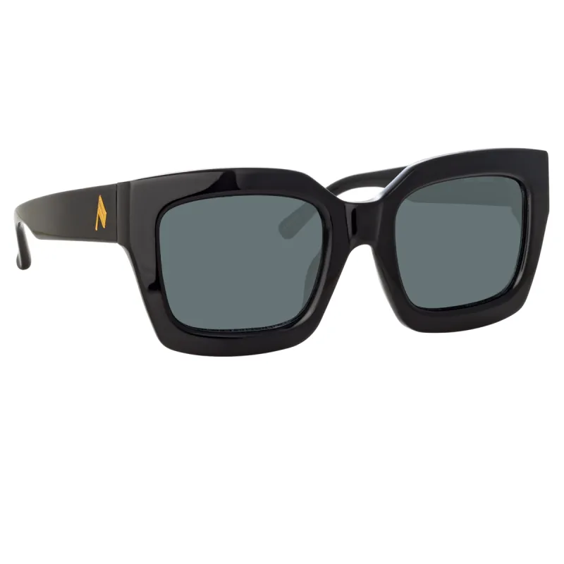 The Attico Selma D-Frame Sunglasses in Black sold by Linda Farrow