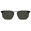Saul D-Frame Sunglasses in Black and Nickel sold by Linda Farrow