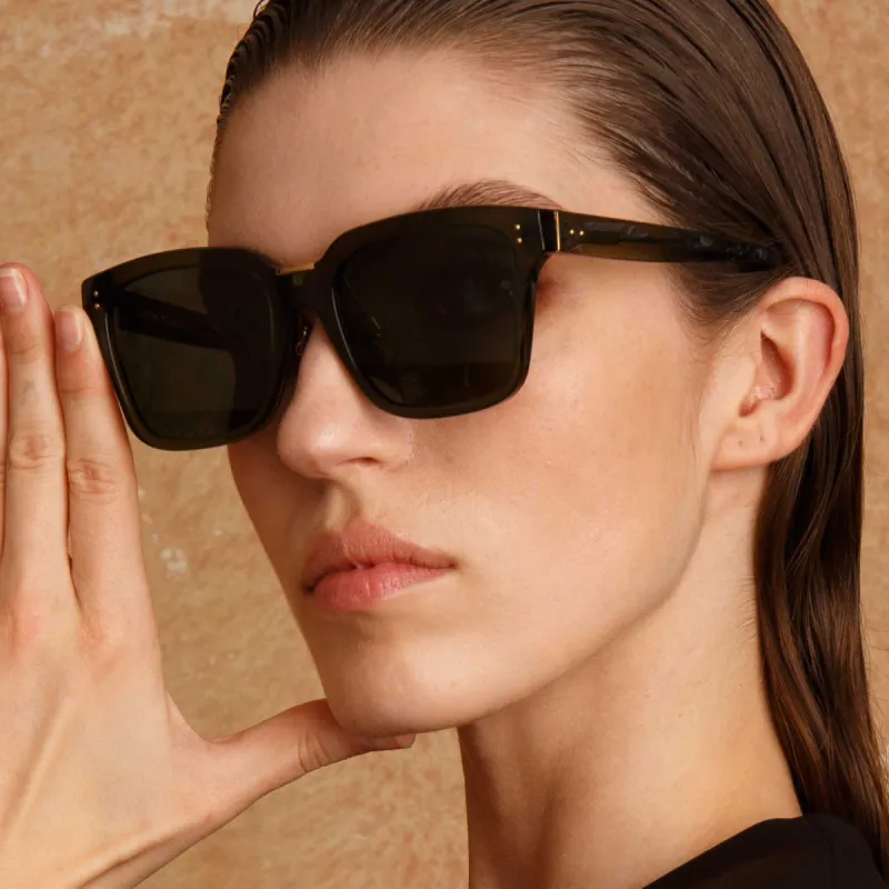 Desiree D-Frame Sunglasses in Green sold by Linda Farrow