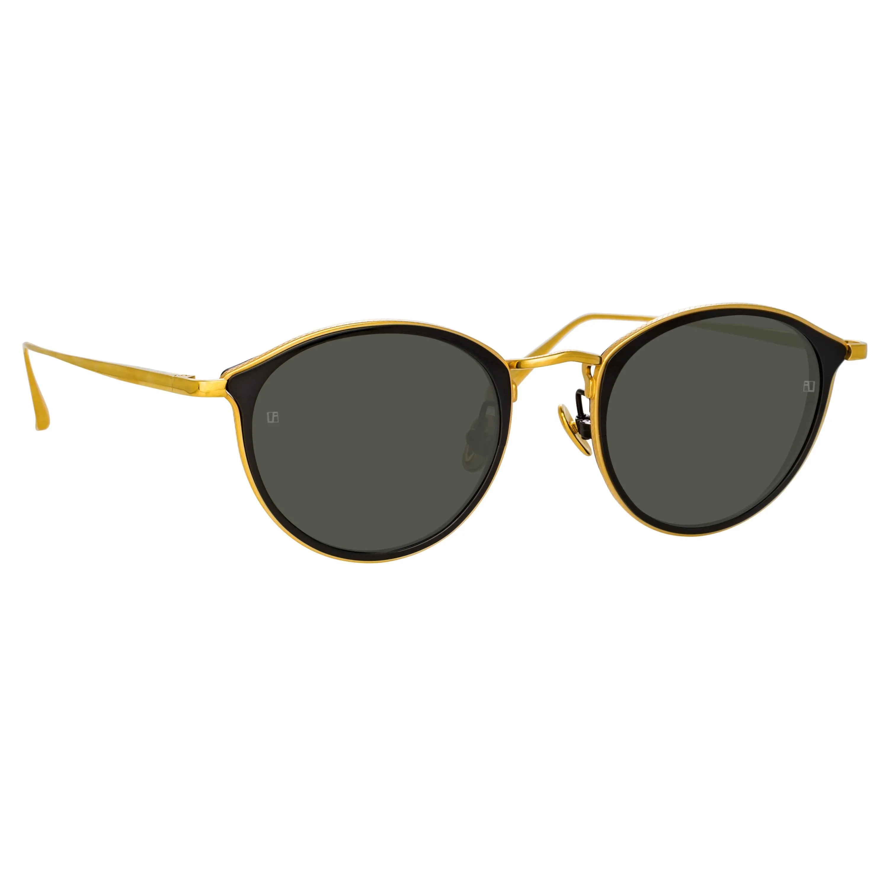 Luis Oval Sunglasses in Yellow Gold and Black sold by Linda Farrow product image thumbnail 2