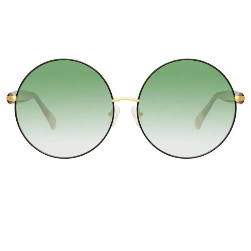 Matthew Williamson Posy Round Sunglasses in Yellow Gold sold by Linda Farrow