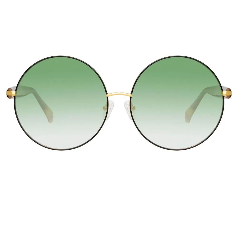 Matthew Williamson Posy Round Sunglasses in Yellow Gold sold by Linda Farrow