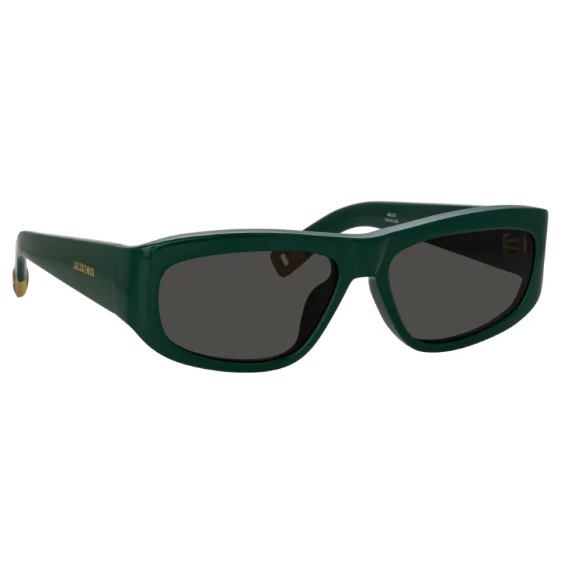 Pilota D-Frame Sunglasses in Green by Jacquemus sold by Linda Farrow