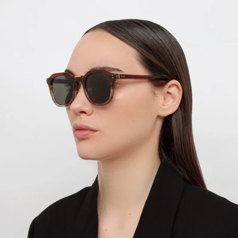 Fletcher Angular Sunglasses in Caramel Horn sold by Linda Farrow