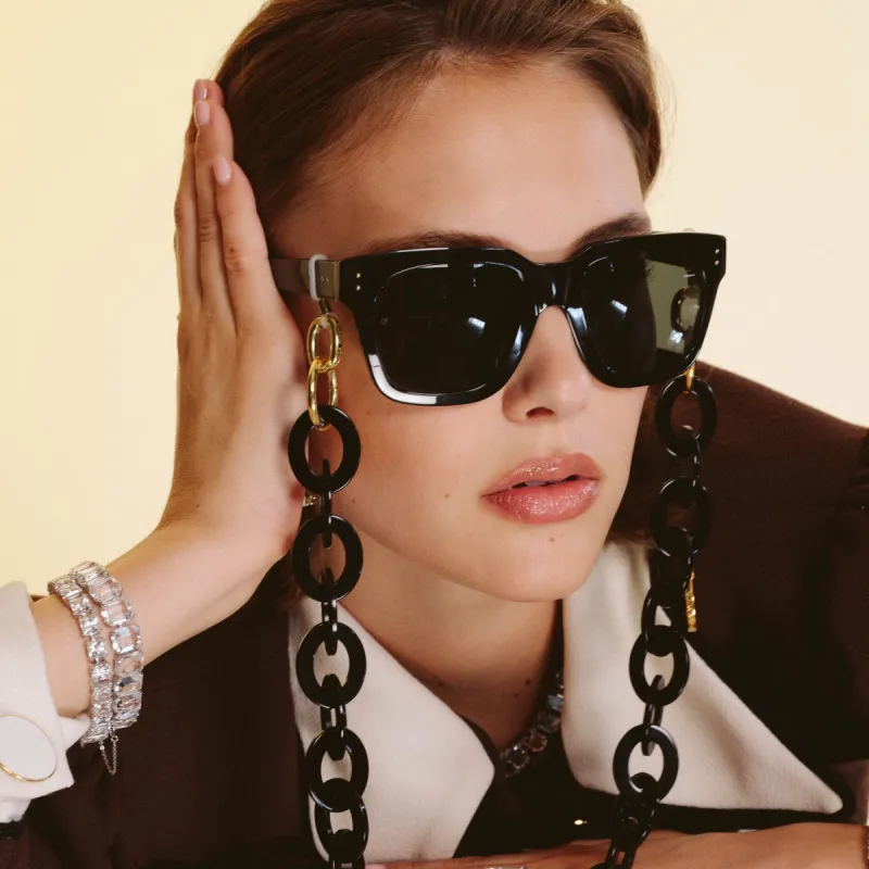 The Max | D-Frame Sunglasses in Black Frame (C4) sold by Linda Farrow