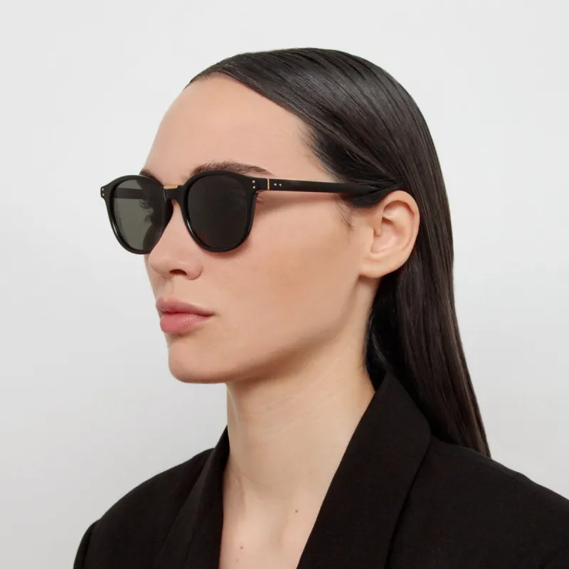 Powell D-Frame Sunglasses in Black sold by Linda Farrow
