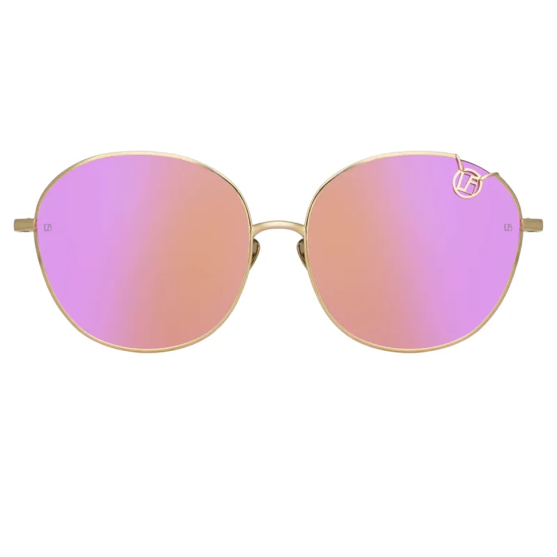 Hannah Cat Eye Sunglasses in Light Gold and Pink sold by Linda Farrow