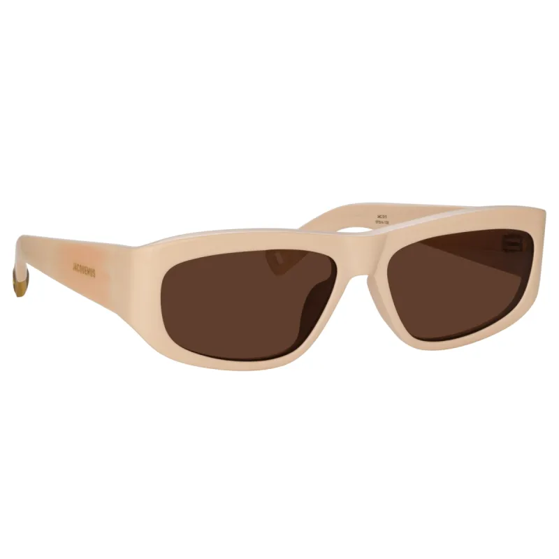 Pilota D-Frame Sunglasses in Cream by Jacquemus sold by Linda Farrow