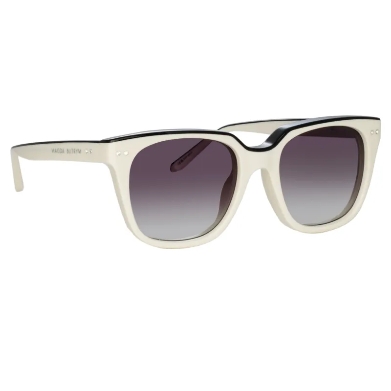 Magda Butrym D-Frame Sunglasses in White and Black made by Linda Farrow