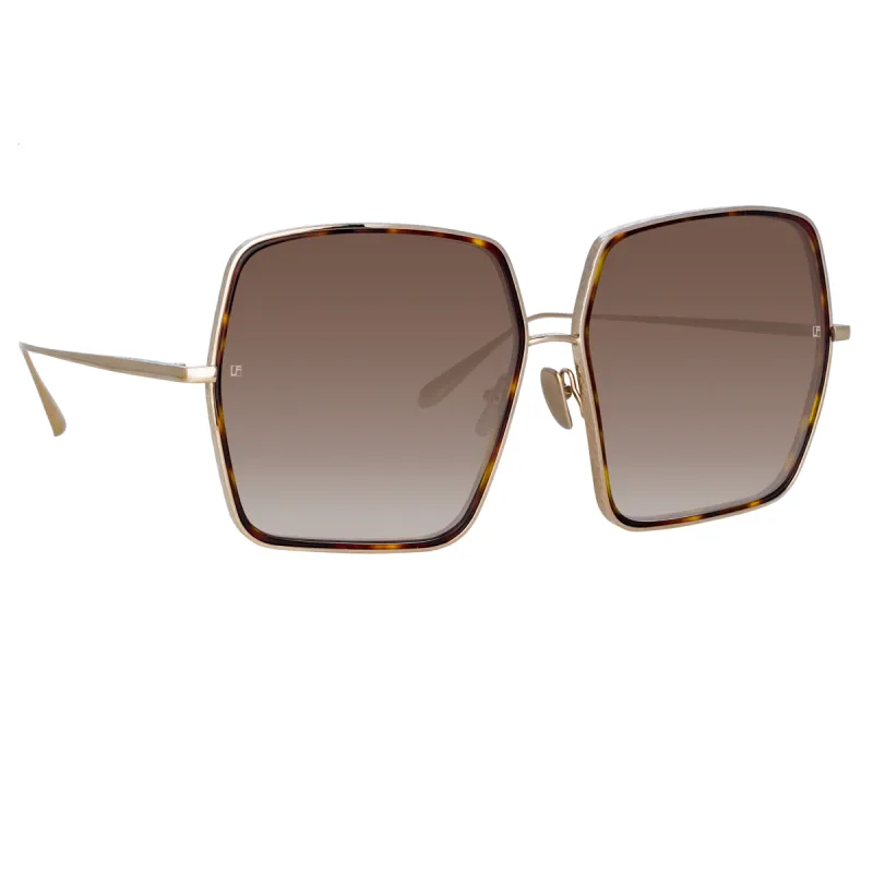 Camaro Oversized Sunglasses in Light Gold sold by Linda Farrow
