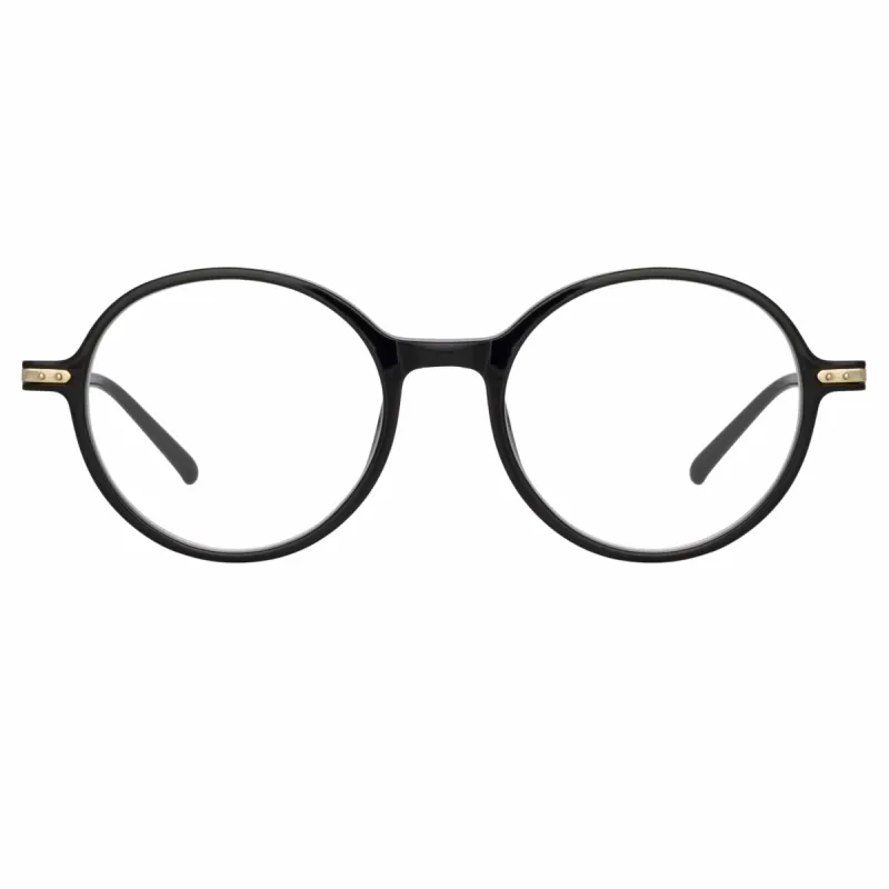 Merrick Oval Optical Frame in Black sold by Linda Farrow
