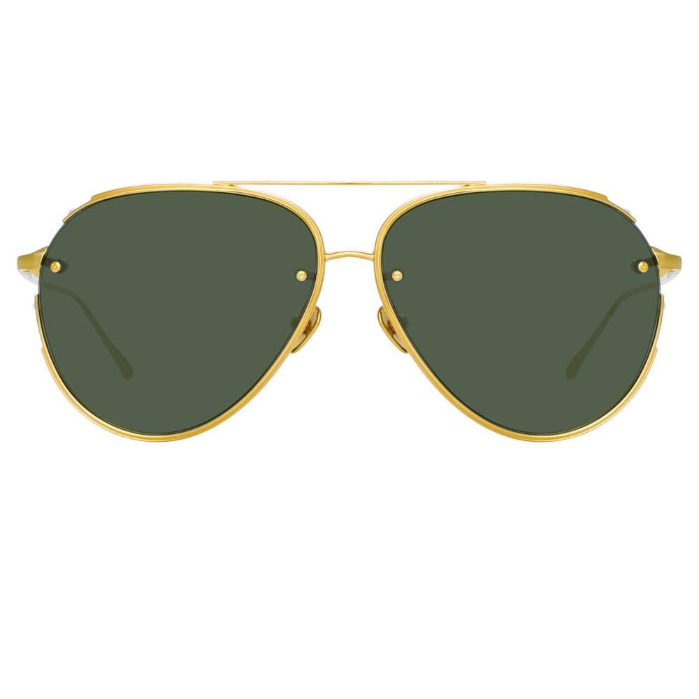 Russo Aviator Sunglasses in Yellow Gold sold by Linda Farrow