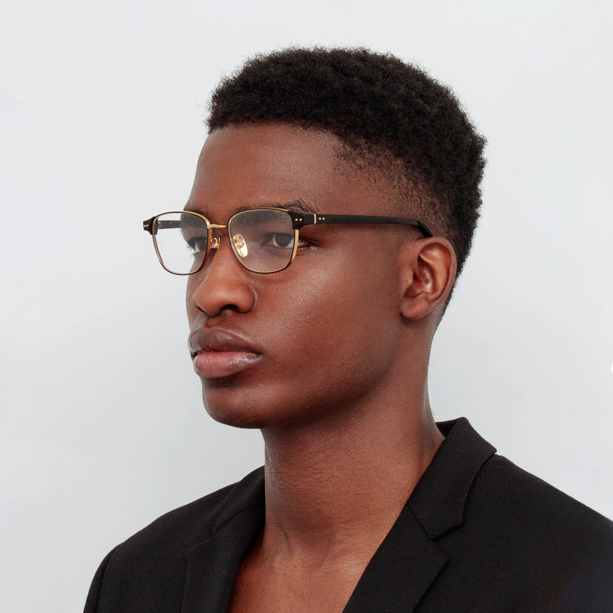 Men's Alvar Optical D-Frame in Black sold by Linda Farrow
