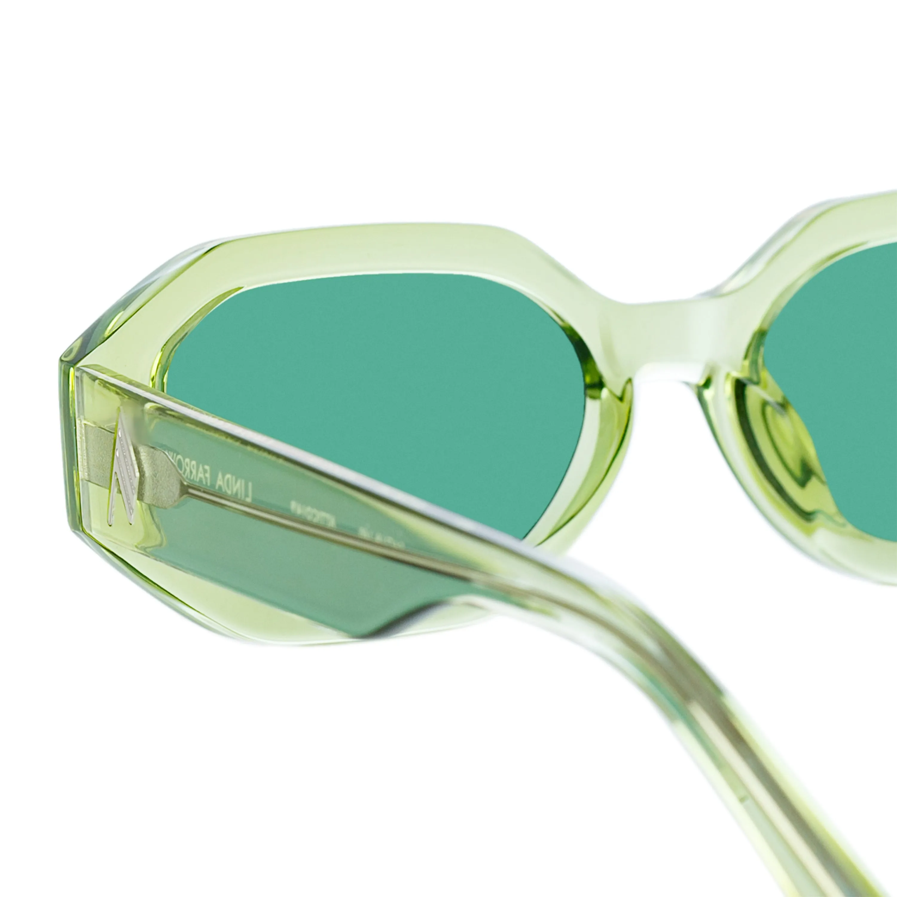 The Attico Irene Angular Sunglasses in Lime sold by Linda Farrow product image thumbnail 4
