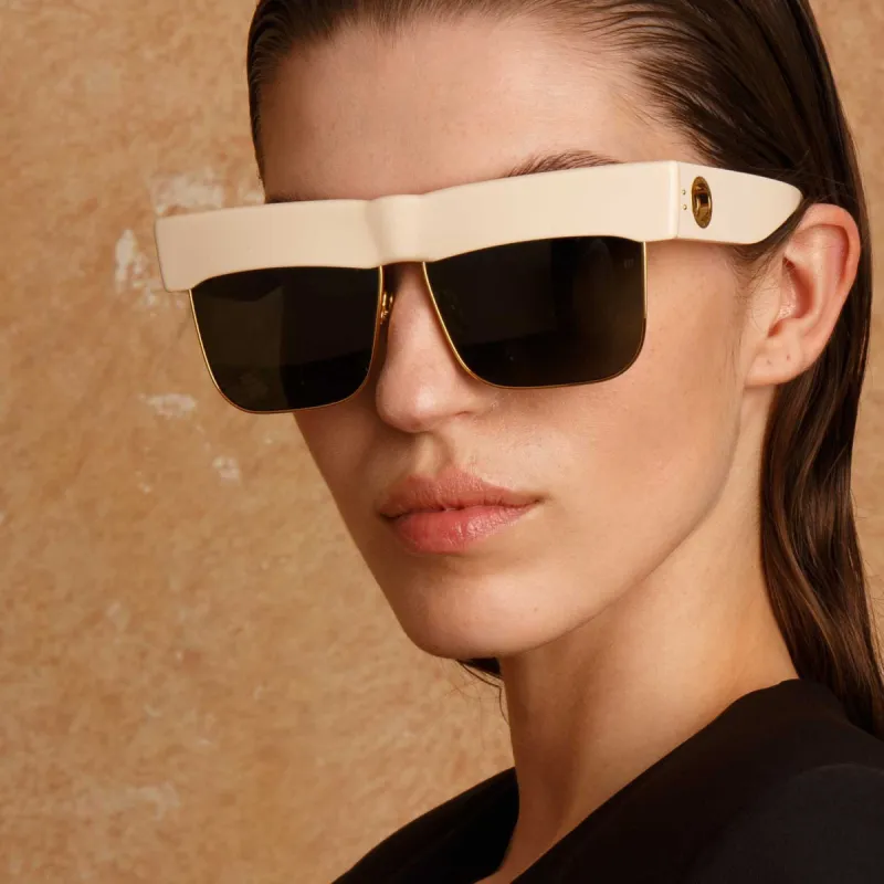 Rosalie Oversized Sunglasses in Cream sold by Linda Farrow