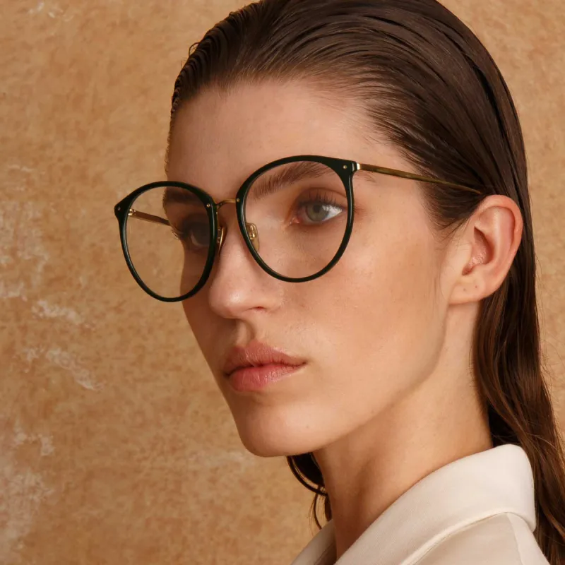 Calthorpe Oval Optical Frame in Green sold by Linda Farrow