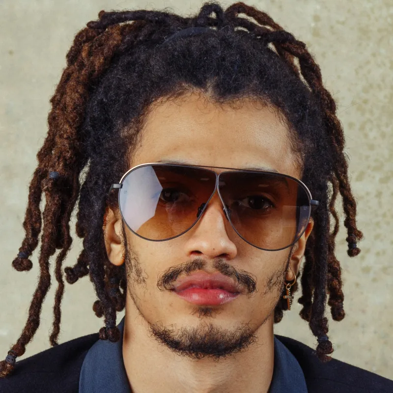 Men's Hura Aviator Sunglasses in Black sold by Linda Farrow