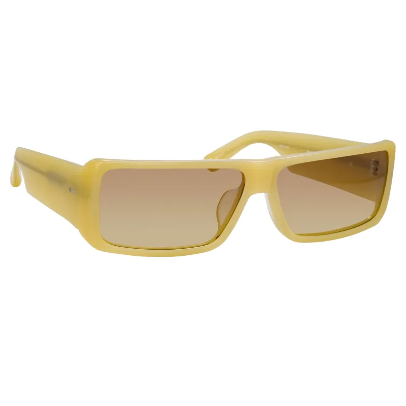 Dries Van Noten 157 Rectangular Sunglasses in Beige sold by Linda Farrow
