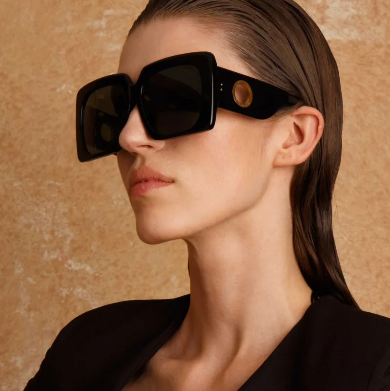 Sierra Oversized Sunglasses in Black sold by Linda Farrow