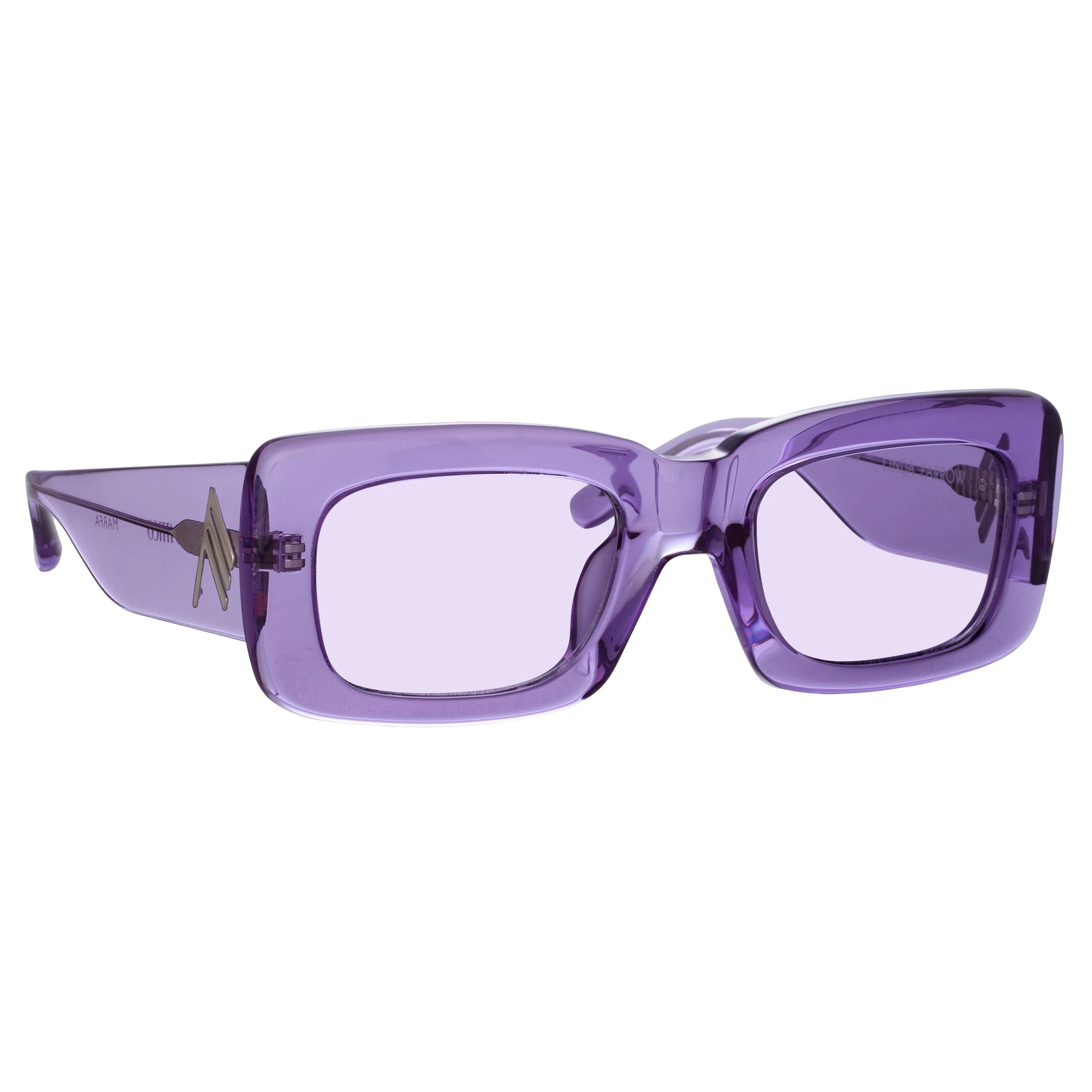 The Attico Marfa Rectangular Sunglasses in Purple sold by Linda Farrow