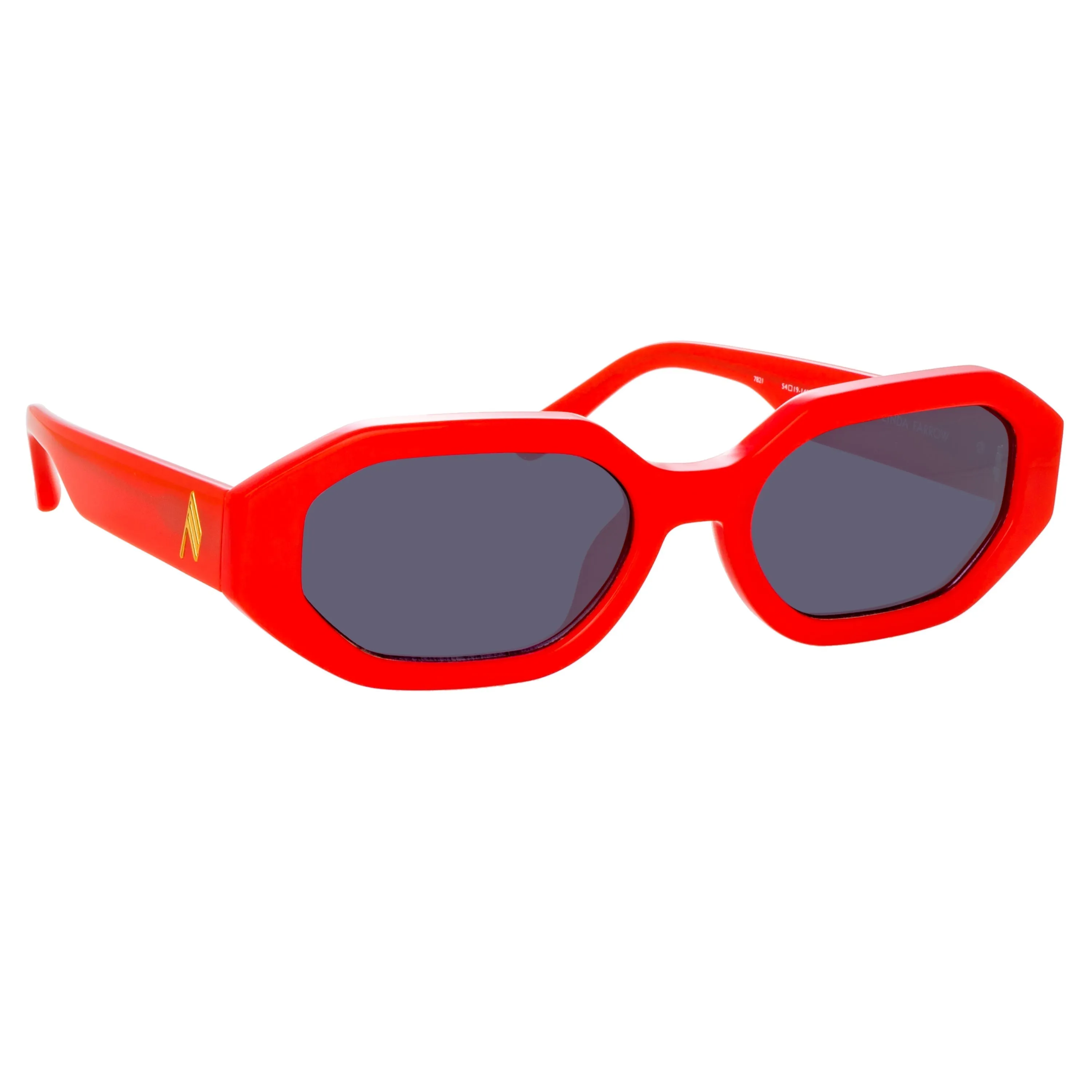 The Attico Irene Angular Sunglasses in Red sold by Linda Farrow