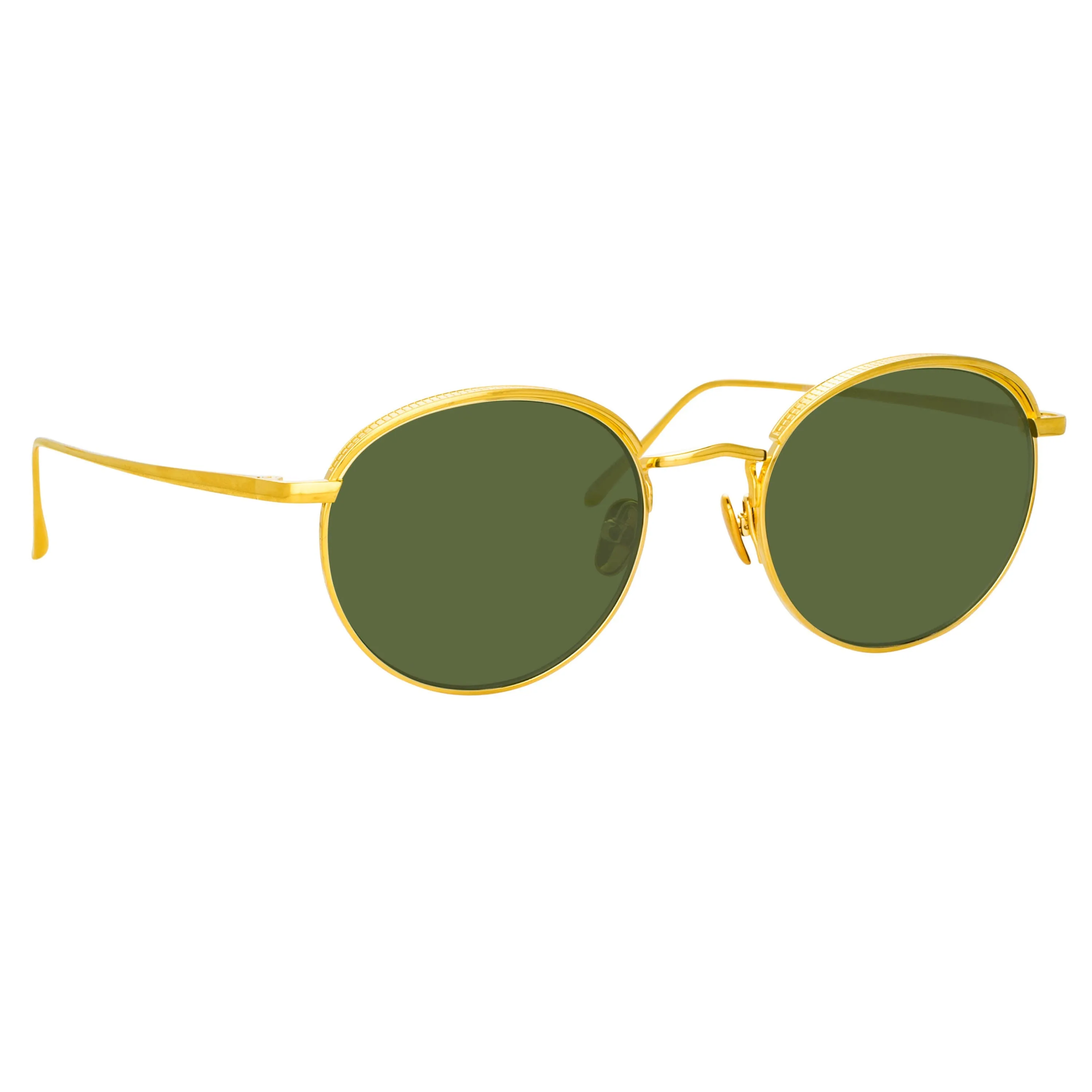 Marlon Oval Sunglasses in Yellow Gold and Green sold by Linda Farrow product image thumbnail 3