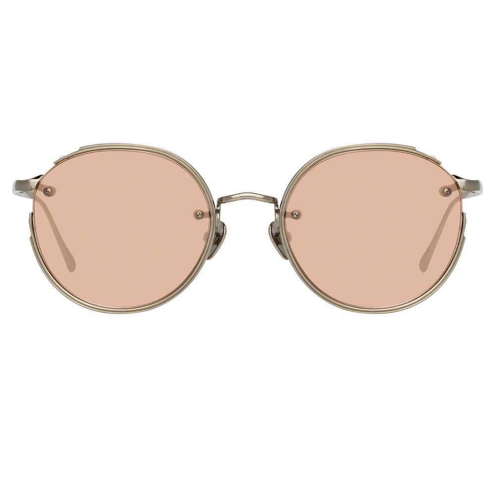Nicks Oval Sunglasses in White Gold sold by Linda Farrow