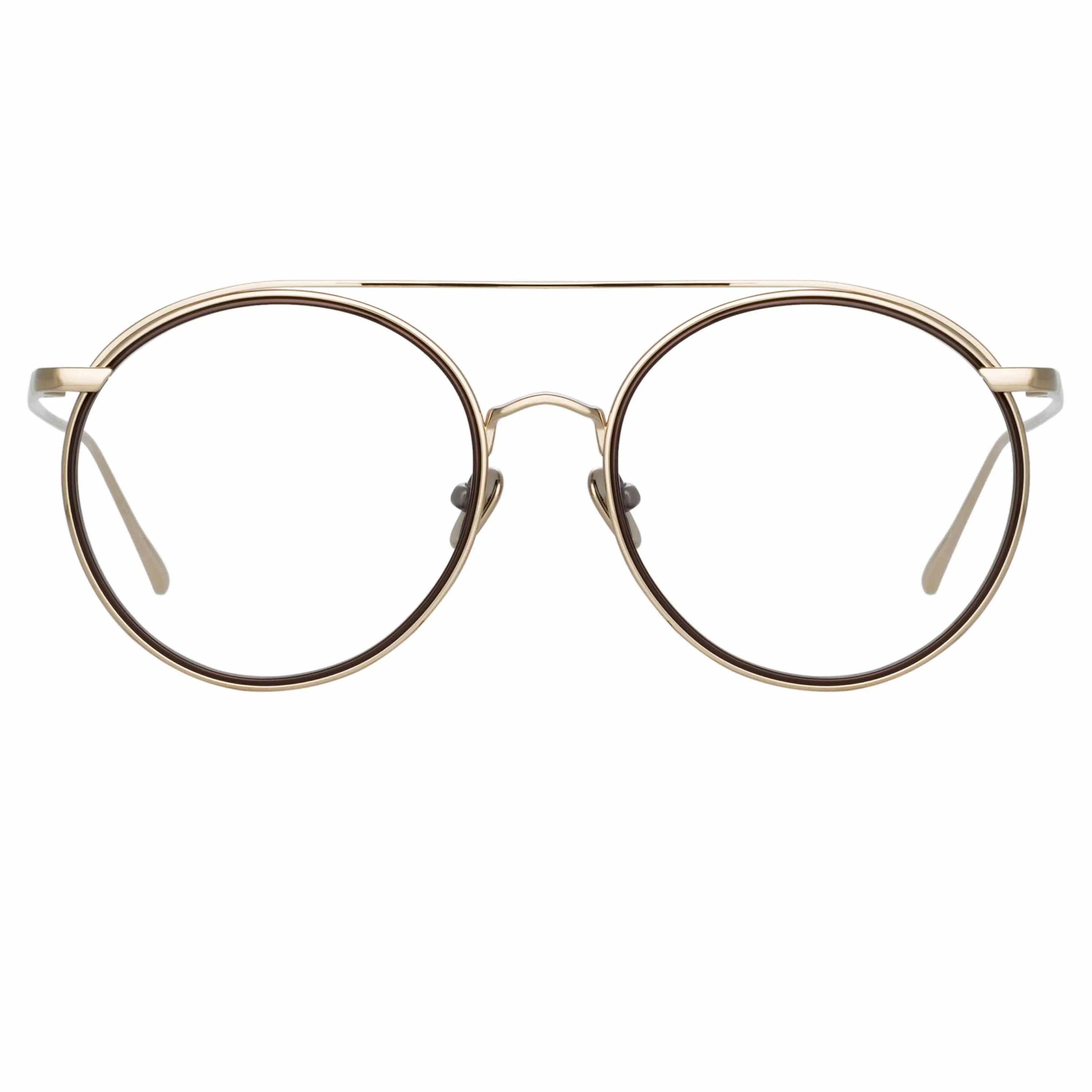 Corey Oval Optical Frame in Light Gold sold by Linda Farrow