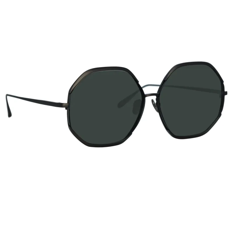 Camila Hexagon Sunglasses in Nickel sold by Linda Farrow