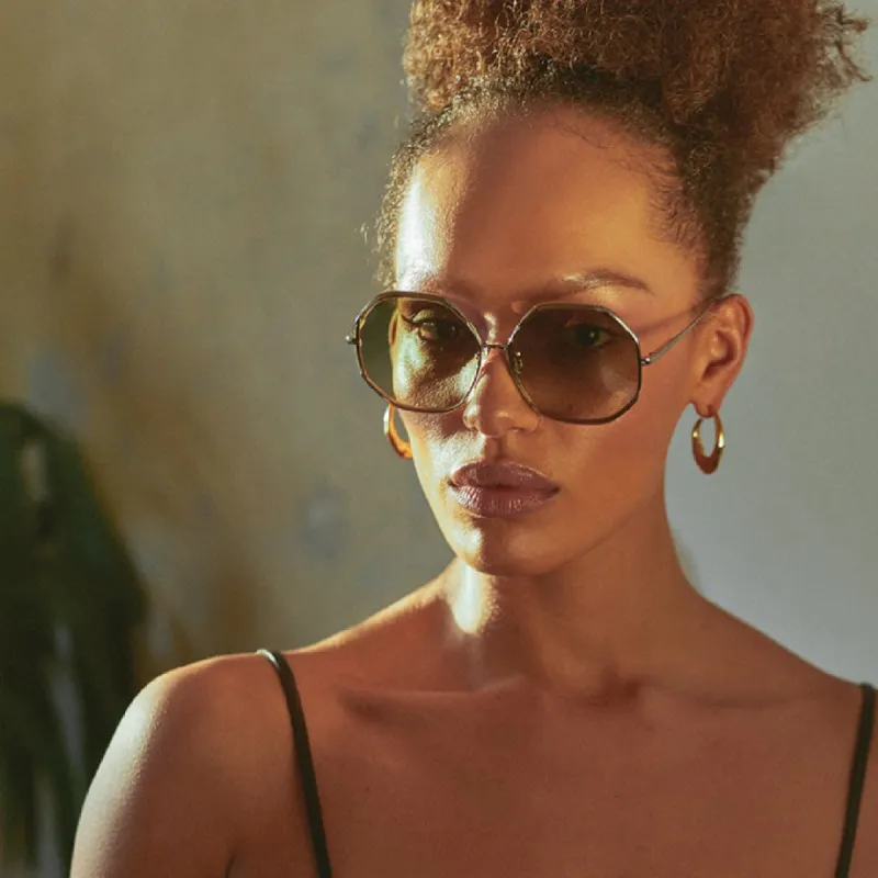 Camila Oversized Sunglasses in Rose Gold sold by Linda Farrow