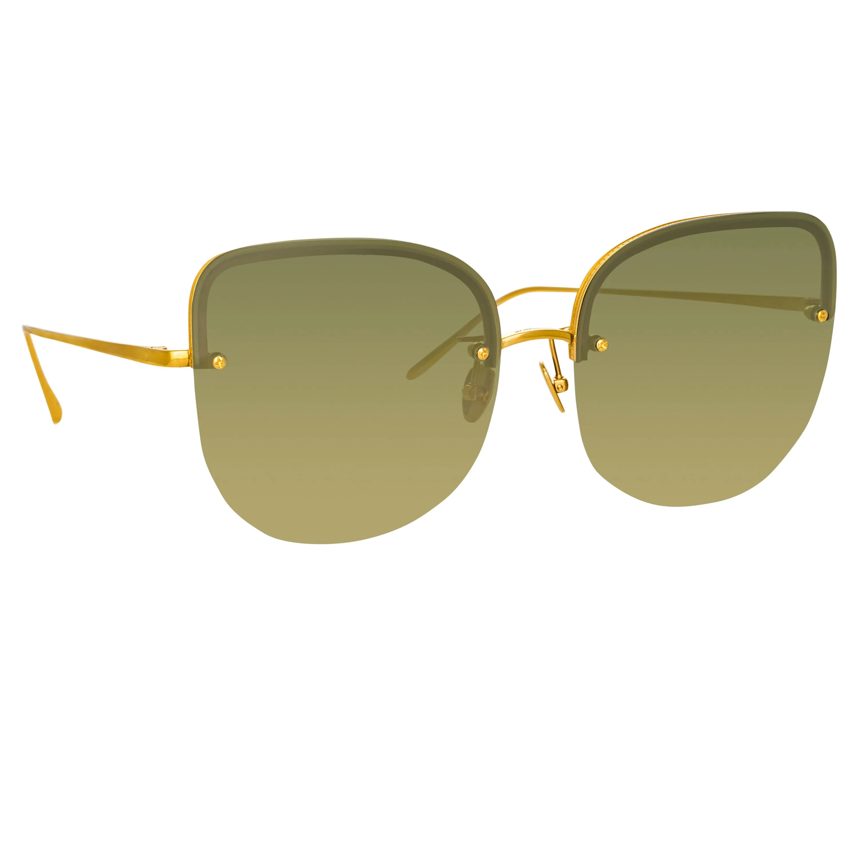 Loni Cat Eye Sunglasses in Yellow Gold and Green sold by Linda Farrow product image thumbnail 2