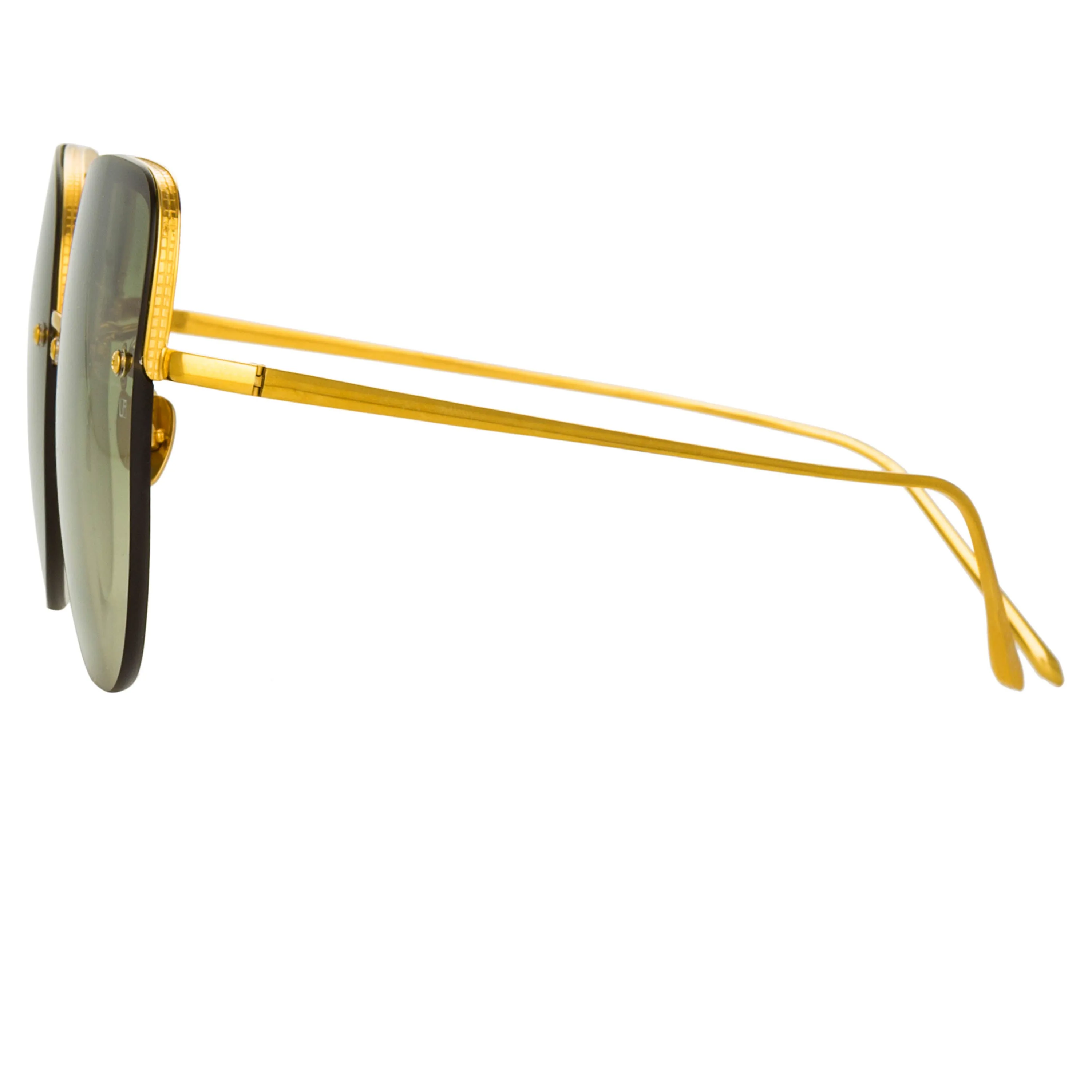 Loni Cat Eye Sunglasses in Yellow Gold and Green sold by Linda Farrow product image thumbnail 3